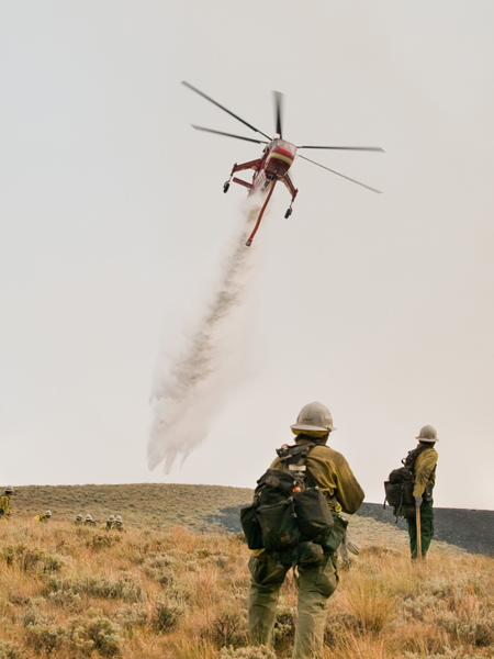 photo of skycrane dropping water