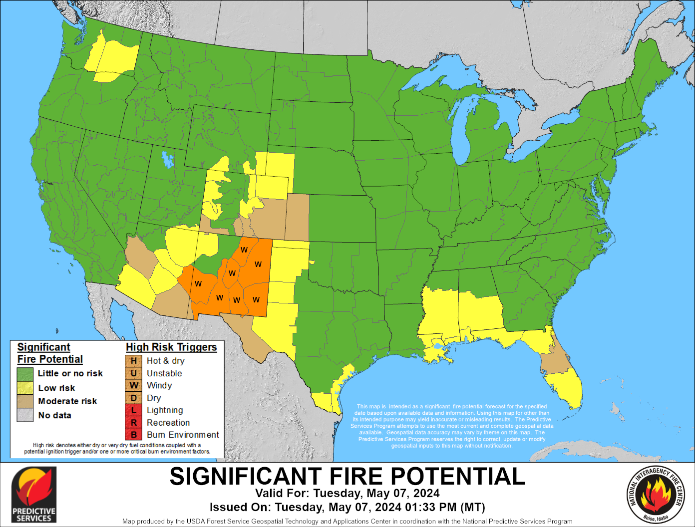 Current Fire Potential - Click for NIFC All Fire Potential Outlooks