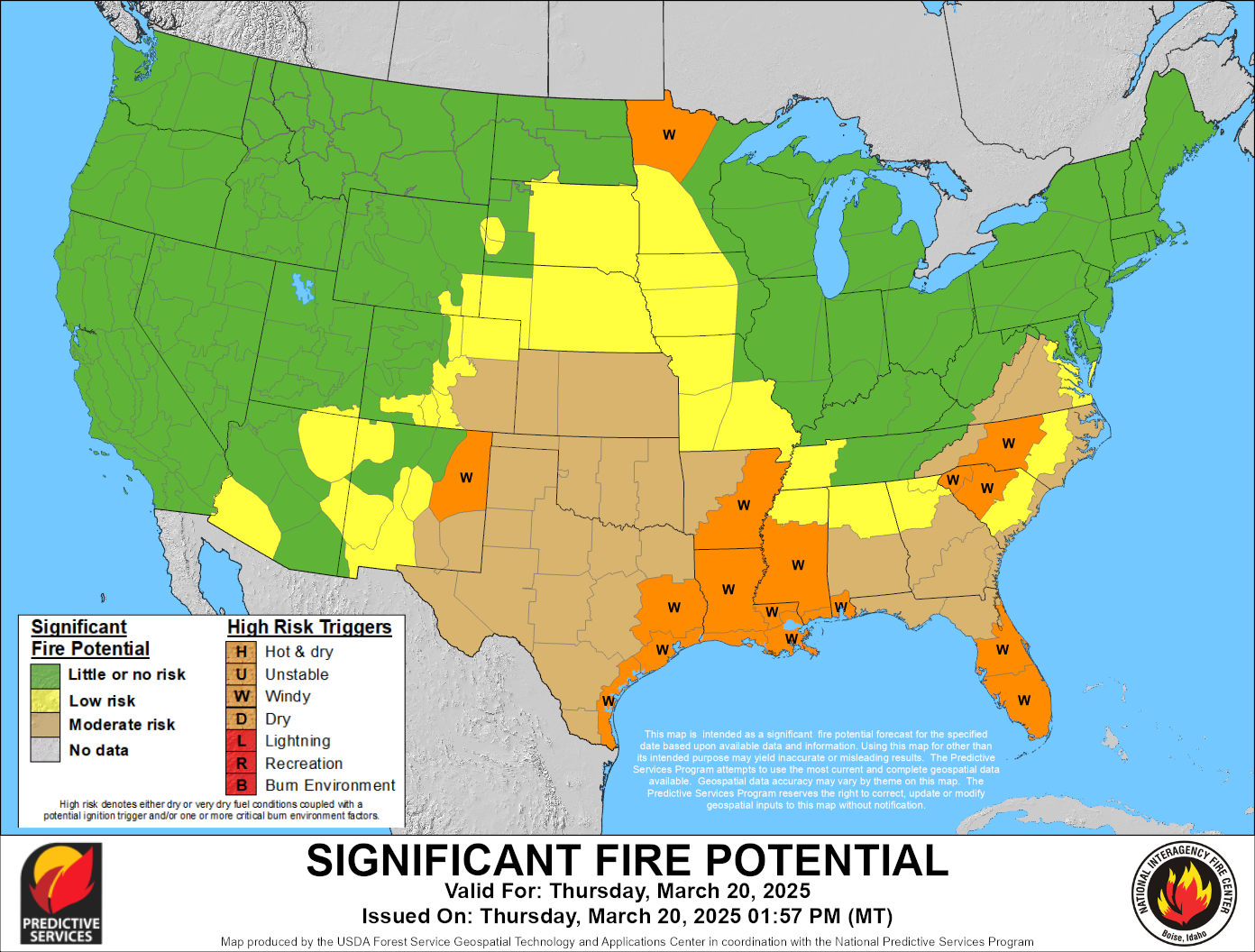 Current Fire Potential - Click for NIFC All Fire Potential Outlooks