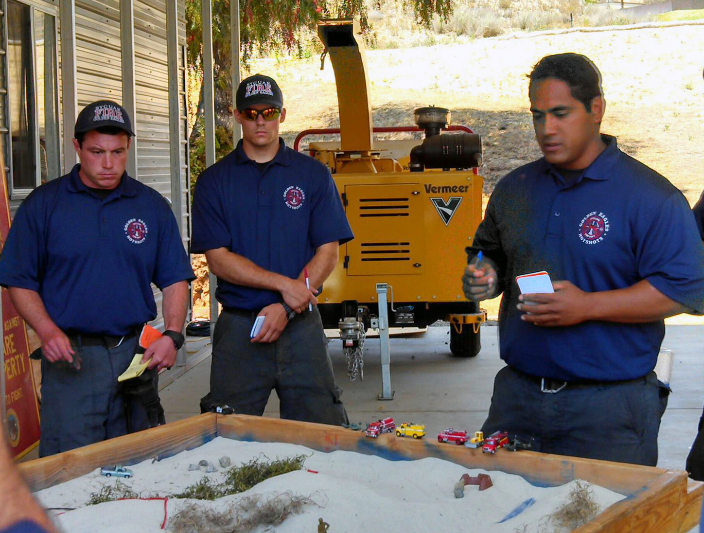 BIA wildland firefighters participate in a sandbox training.