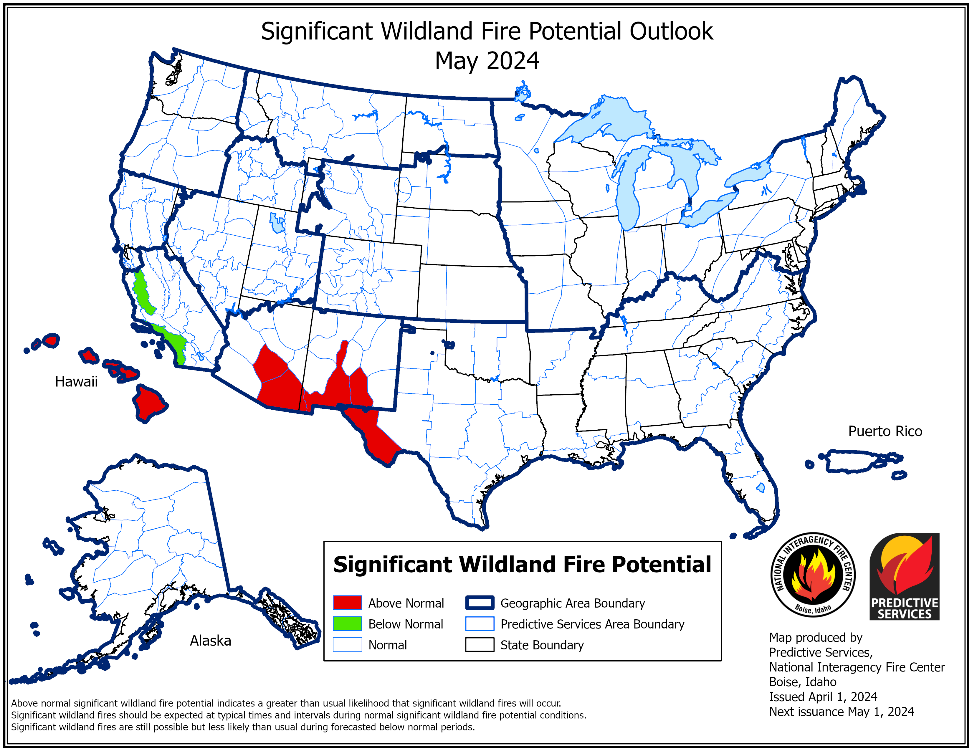 May 2024 Significant Fire Potential Outlook Map