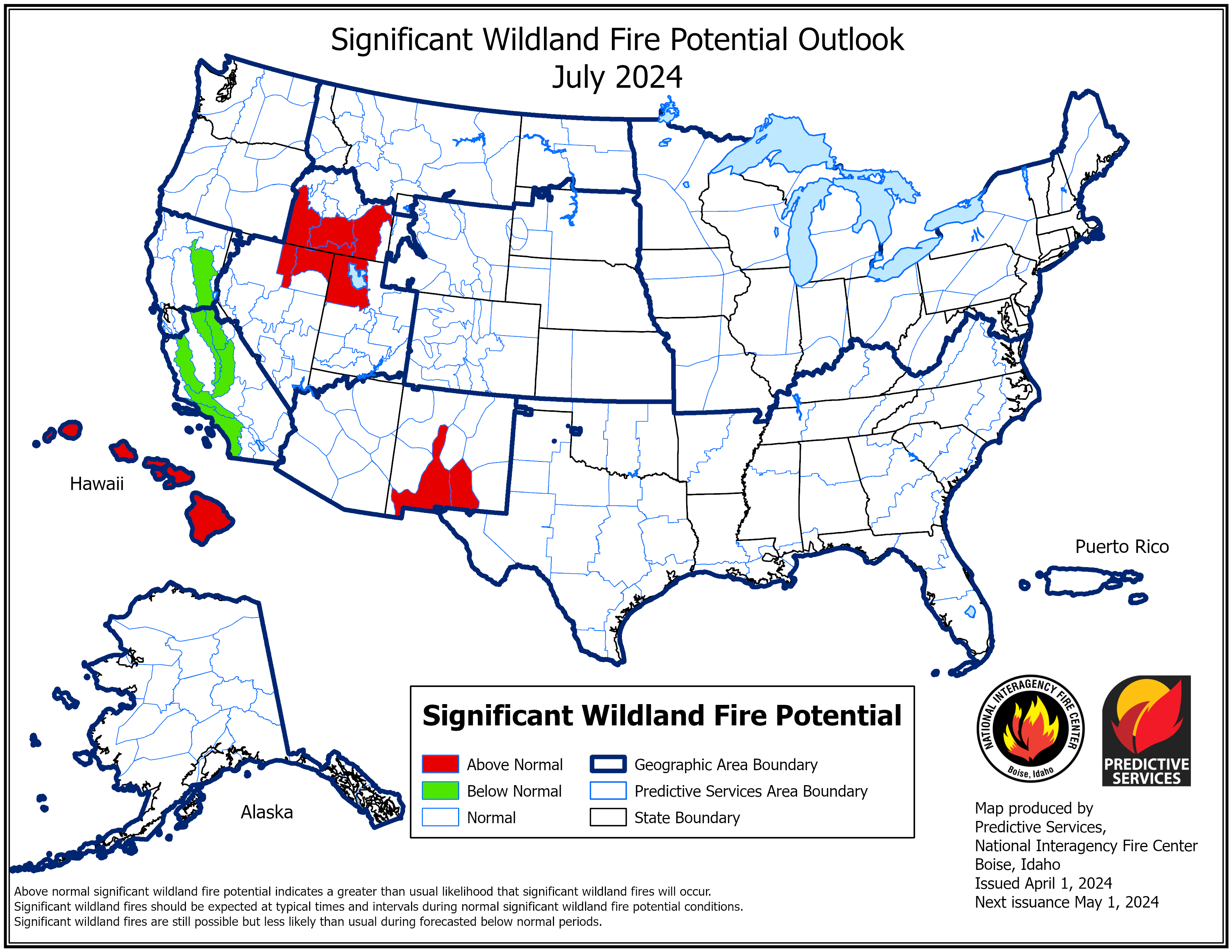 July 2024 Significant Fire Potential Outlook Image
