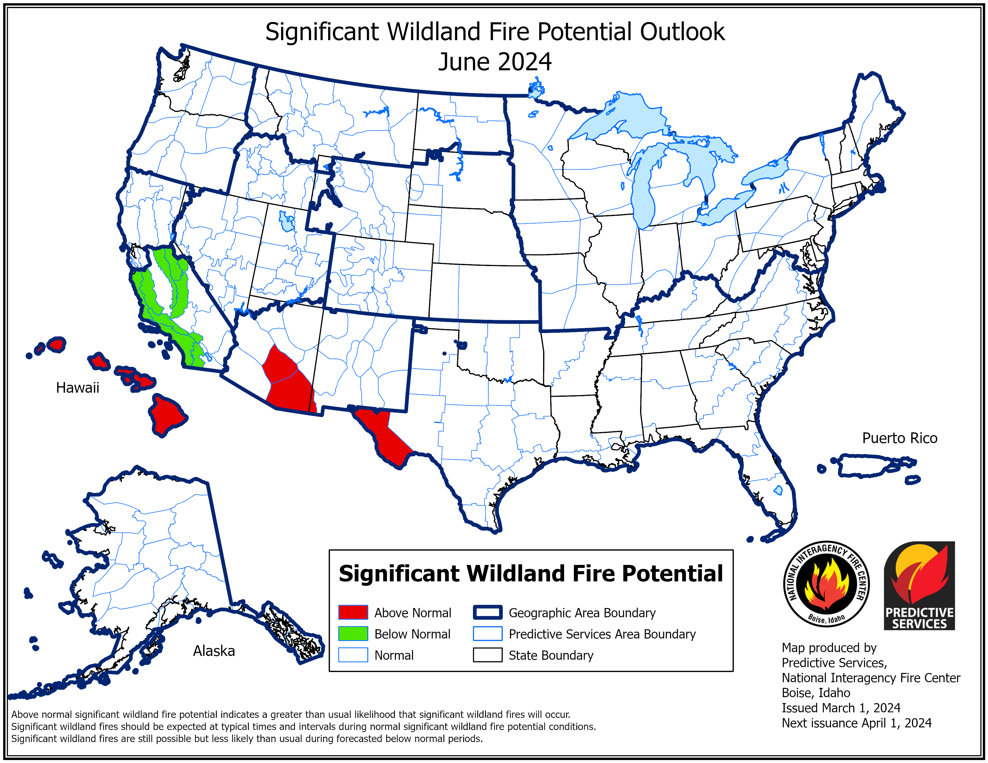 Image of significant fire potential for June