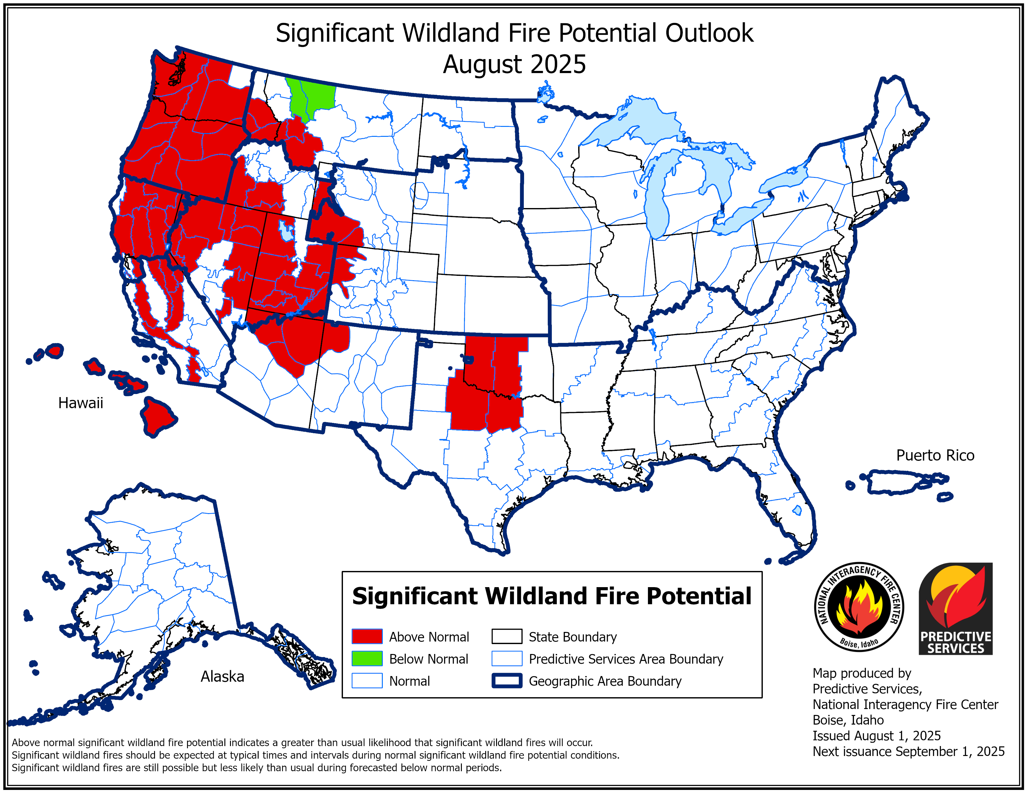 US Fire Potential Outlook for August