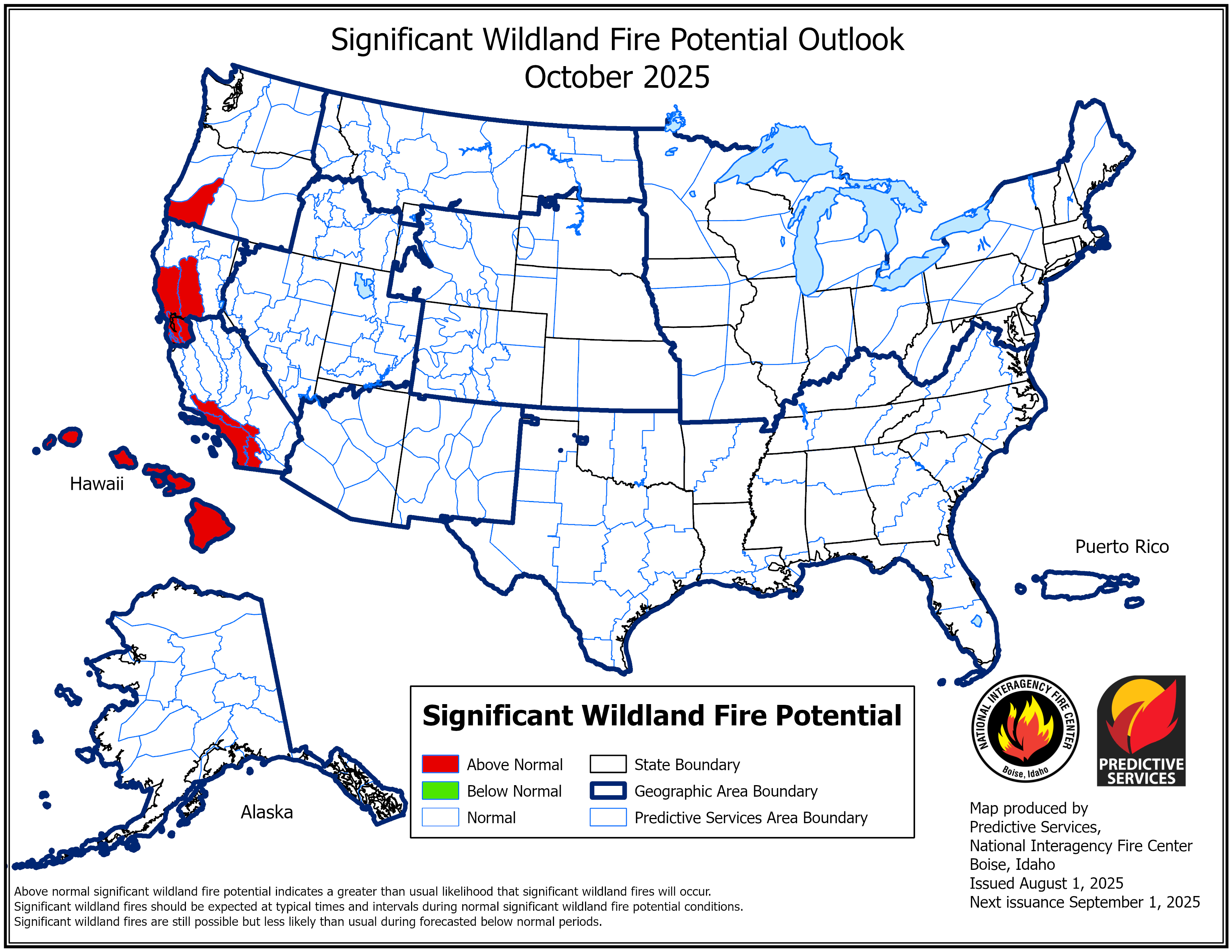 US fire potential outlook for October 2025