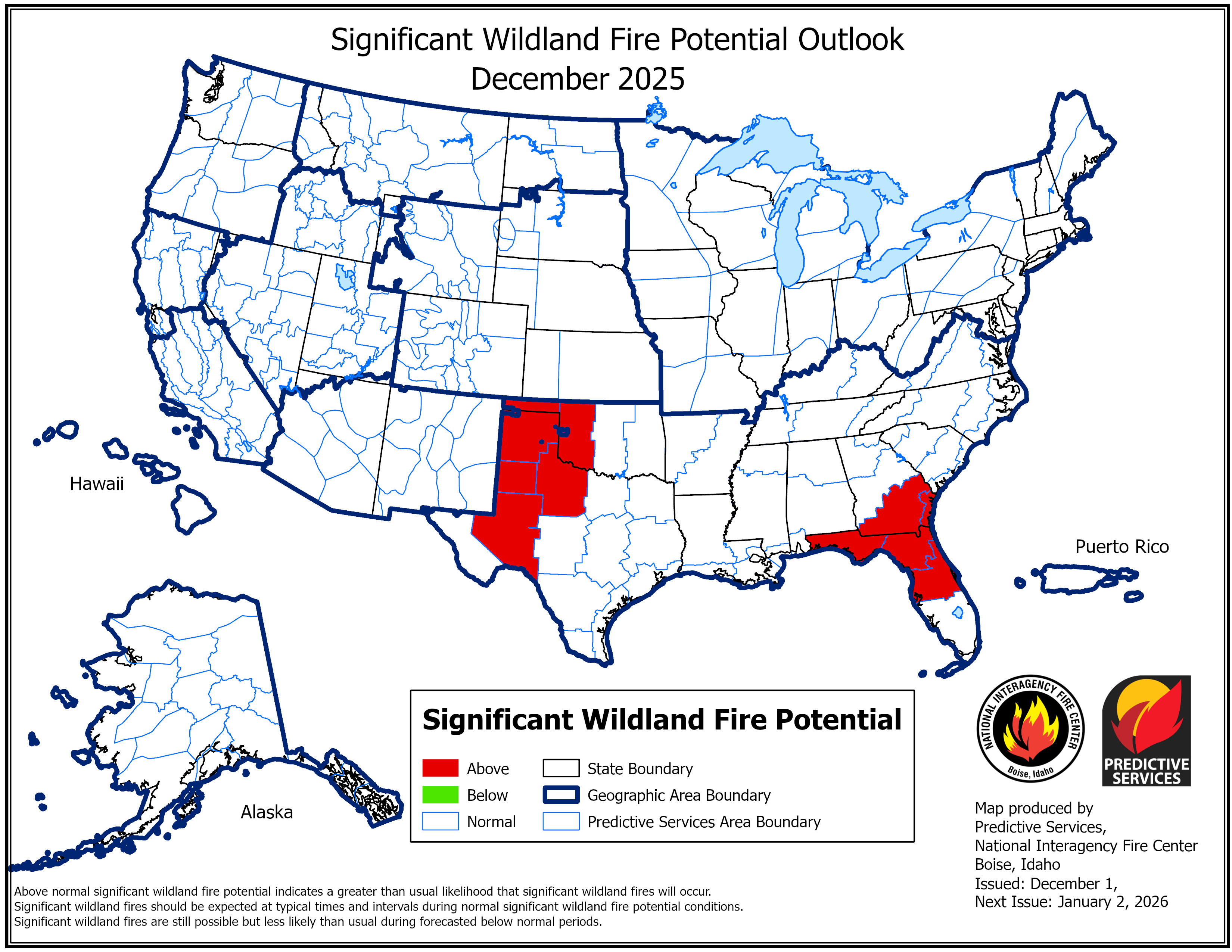 December significant fire potential outlook