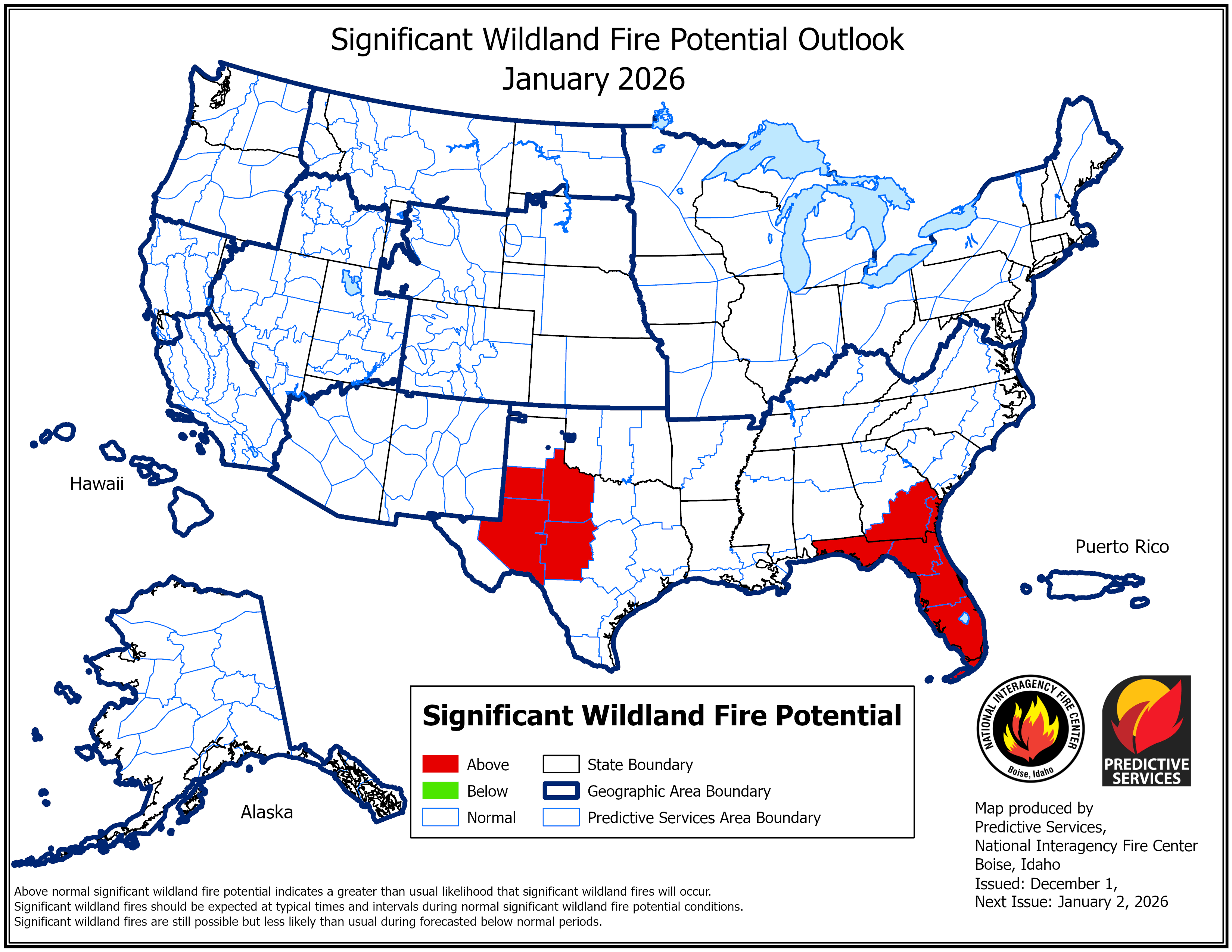 January significant fire potential outlook