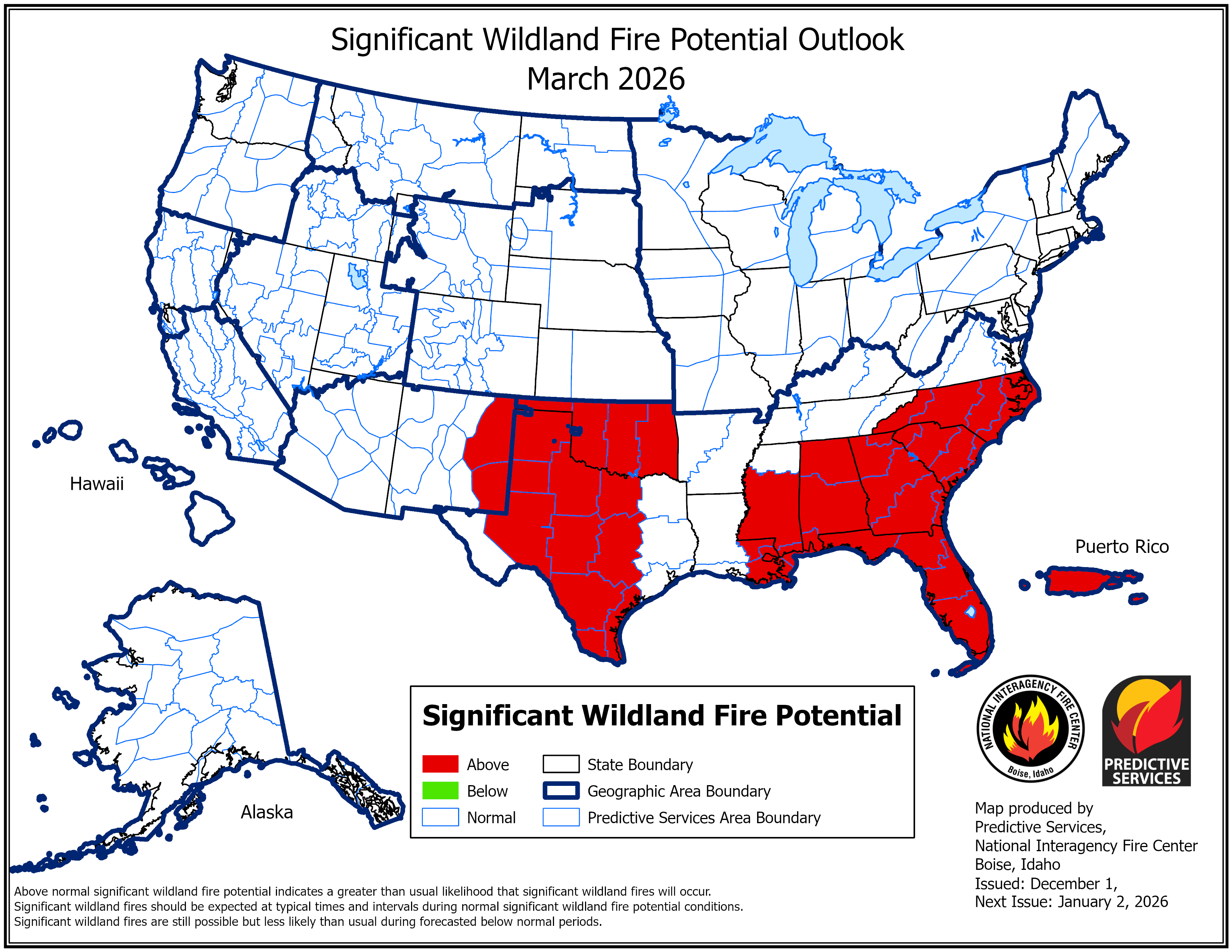 March significant fire potential outlook