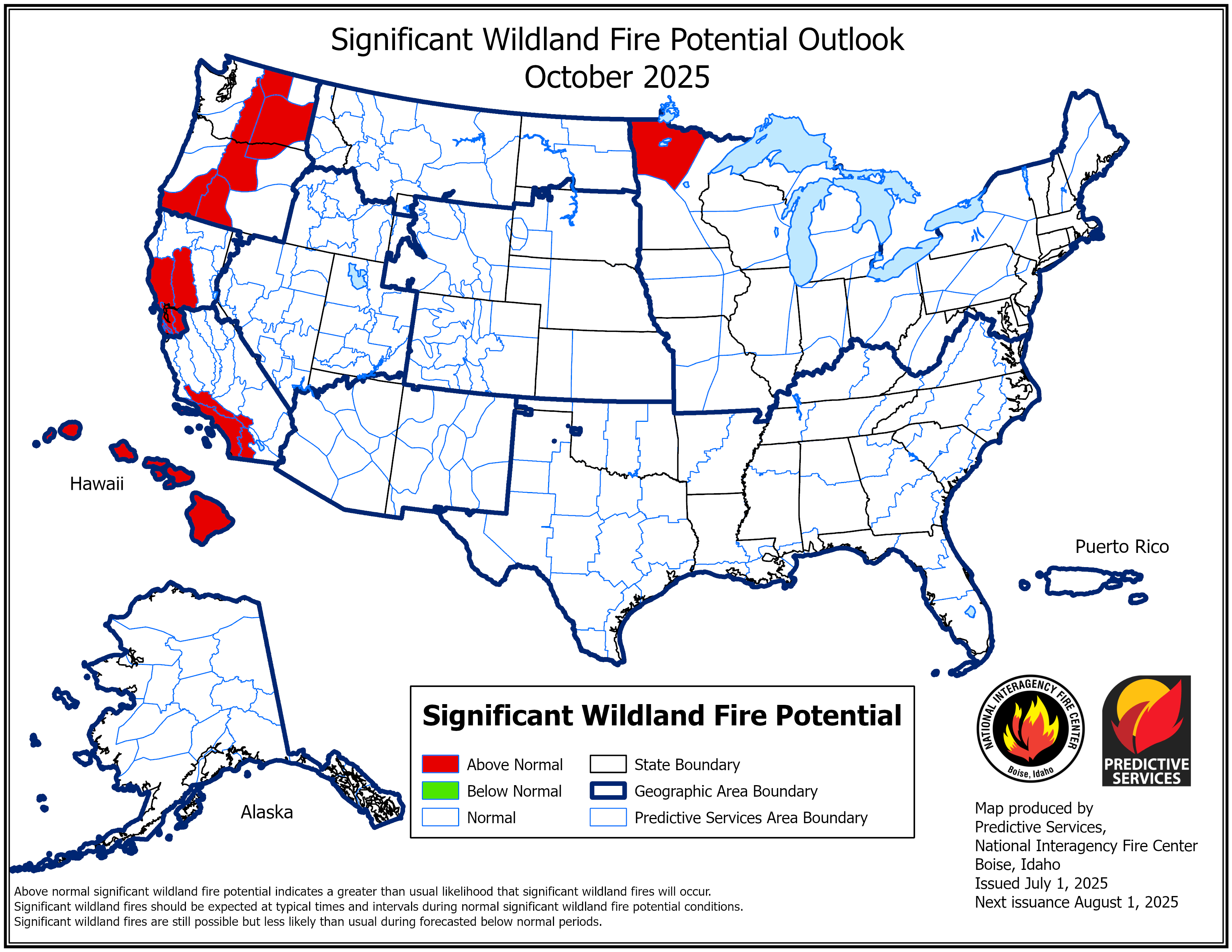 US Significant Fire Potential Outlook for October