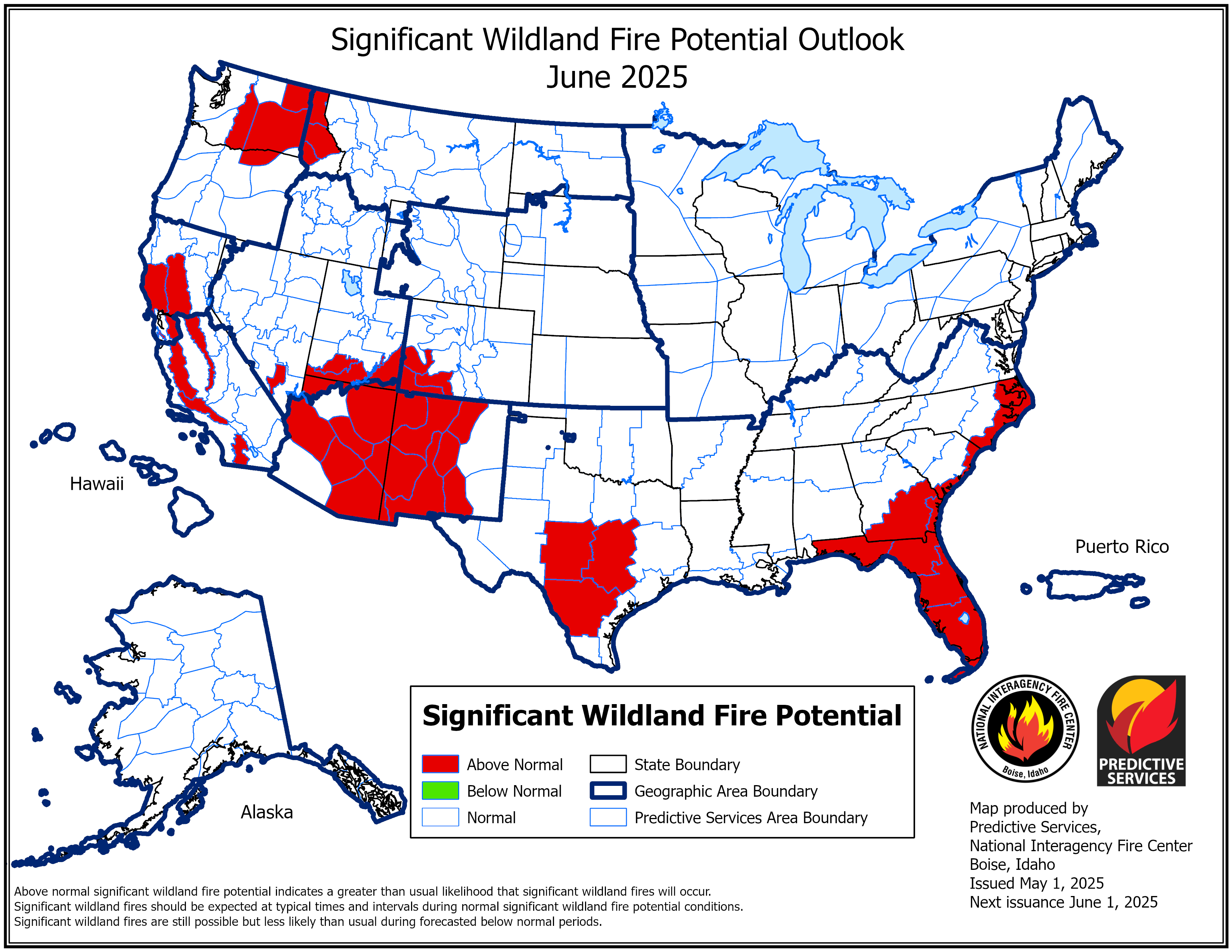 US fire potential outlook for June