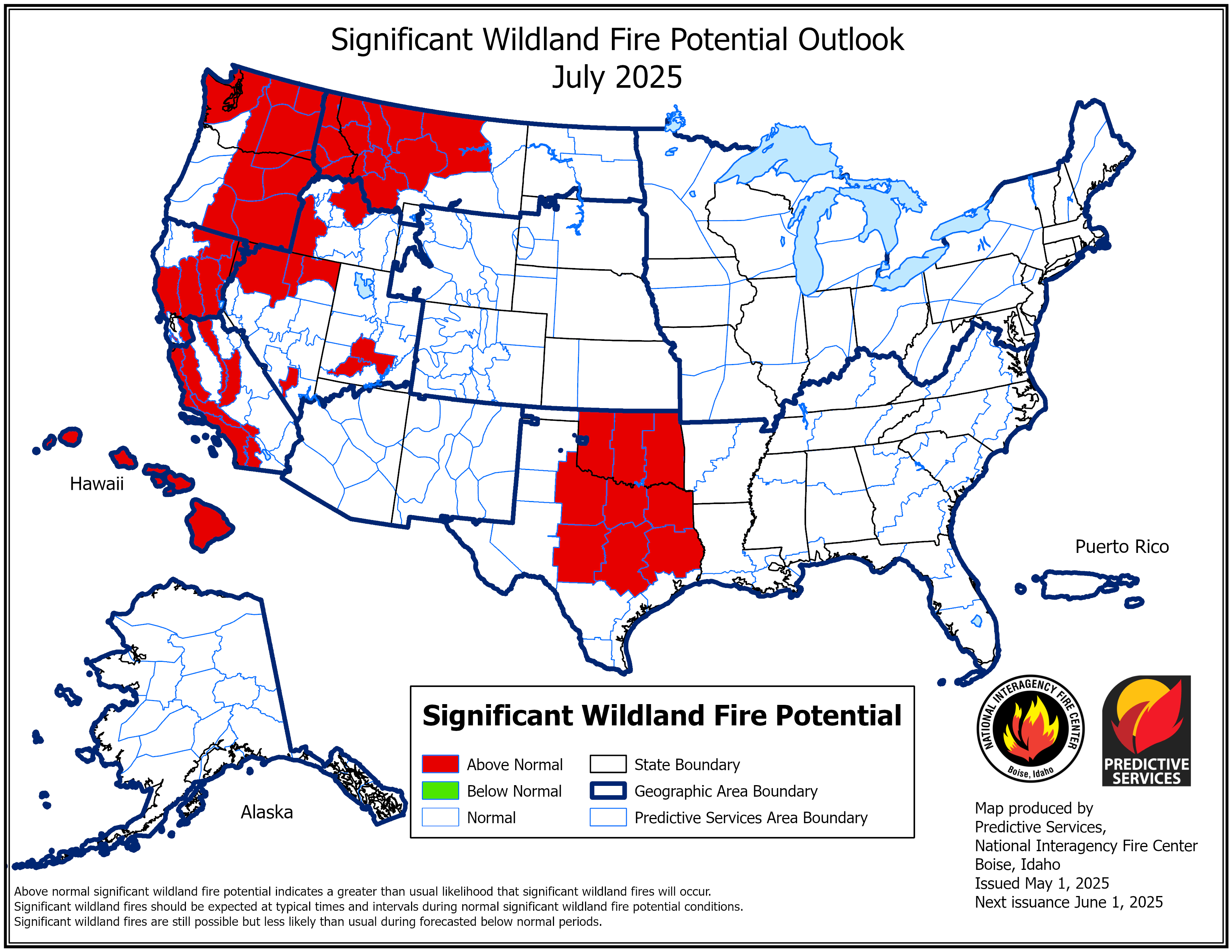 US fire potential outlook for July