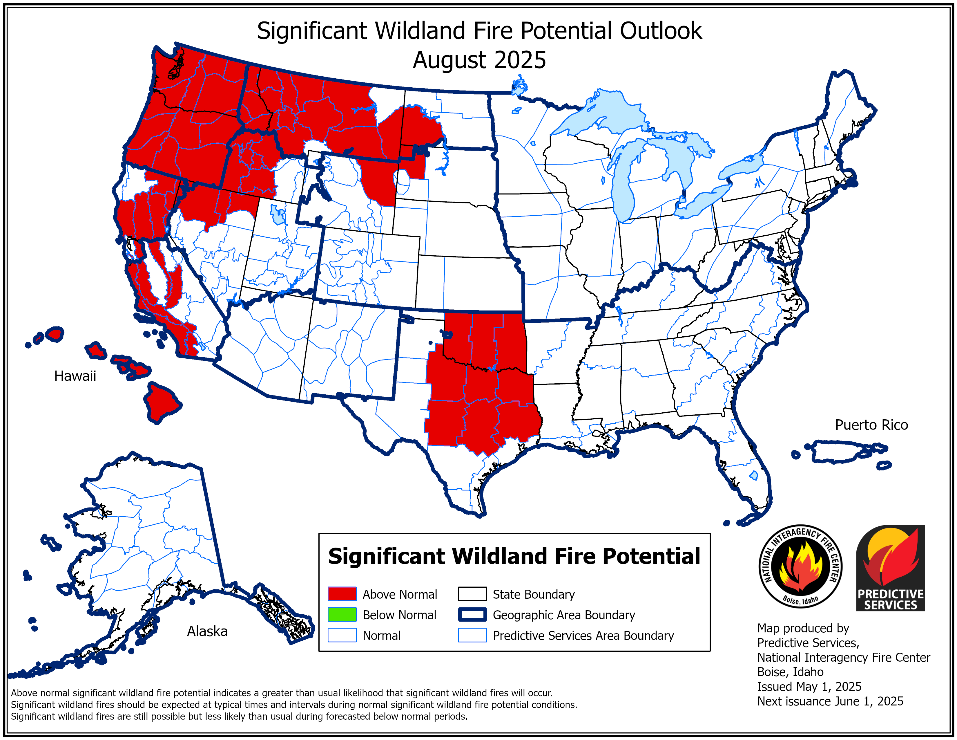 US fire potential outlook for August