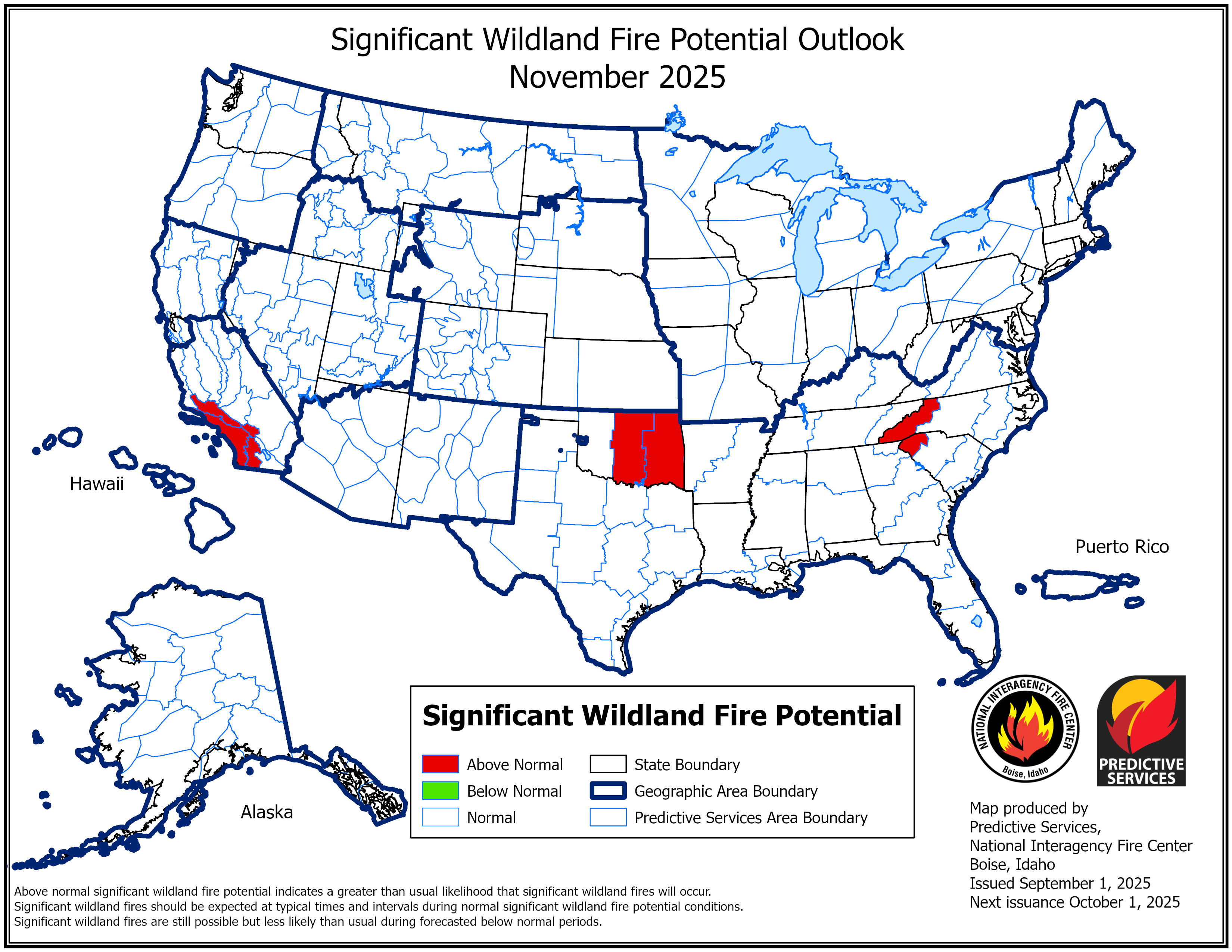 November Significant fire potential outlook