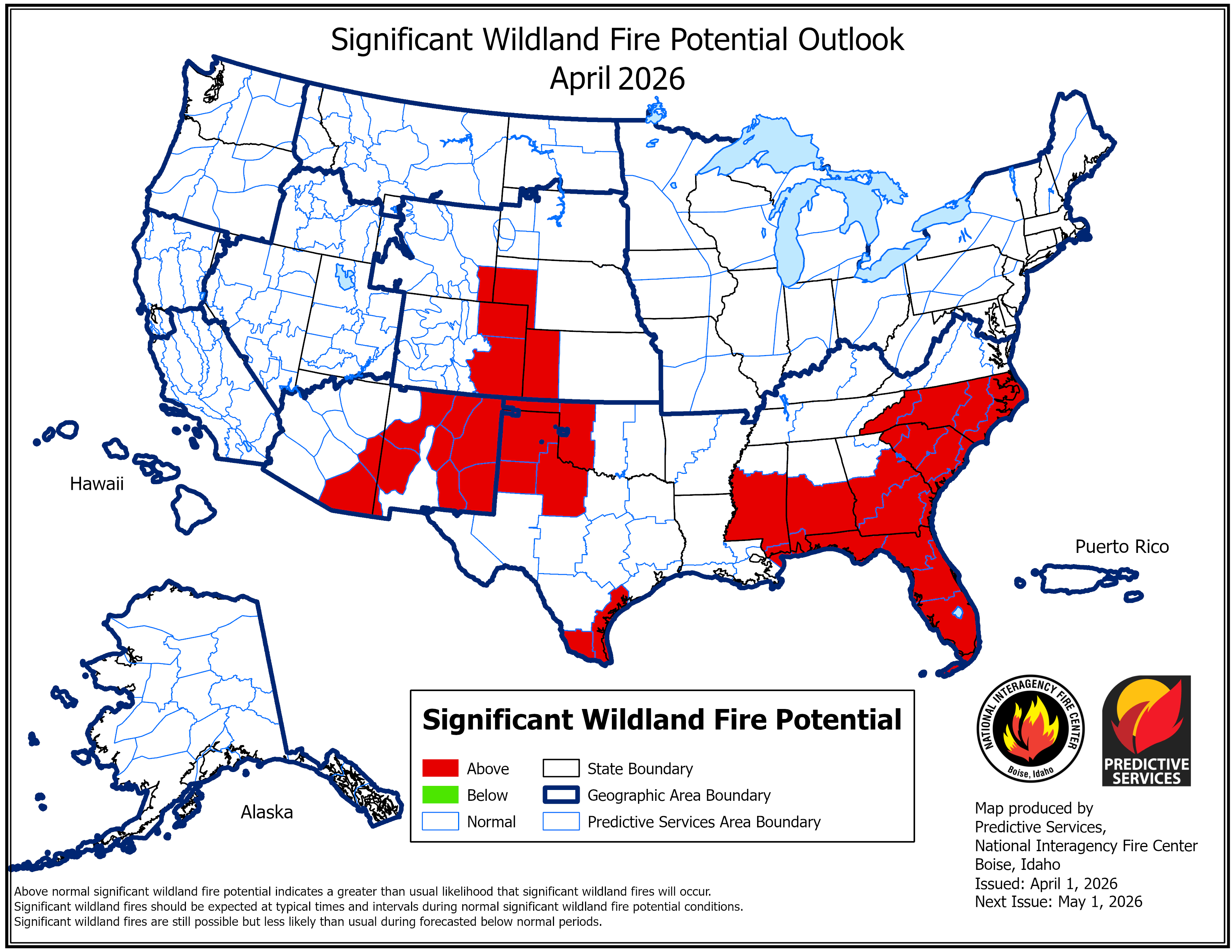 April 2026 Outlook map (issued 4/1/20260