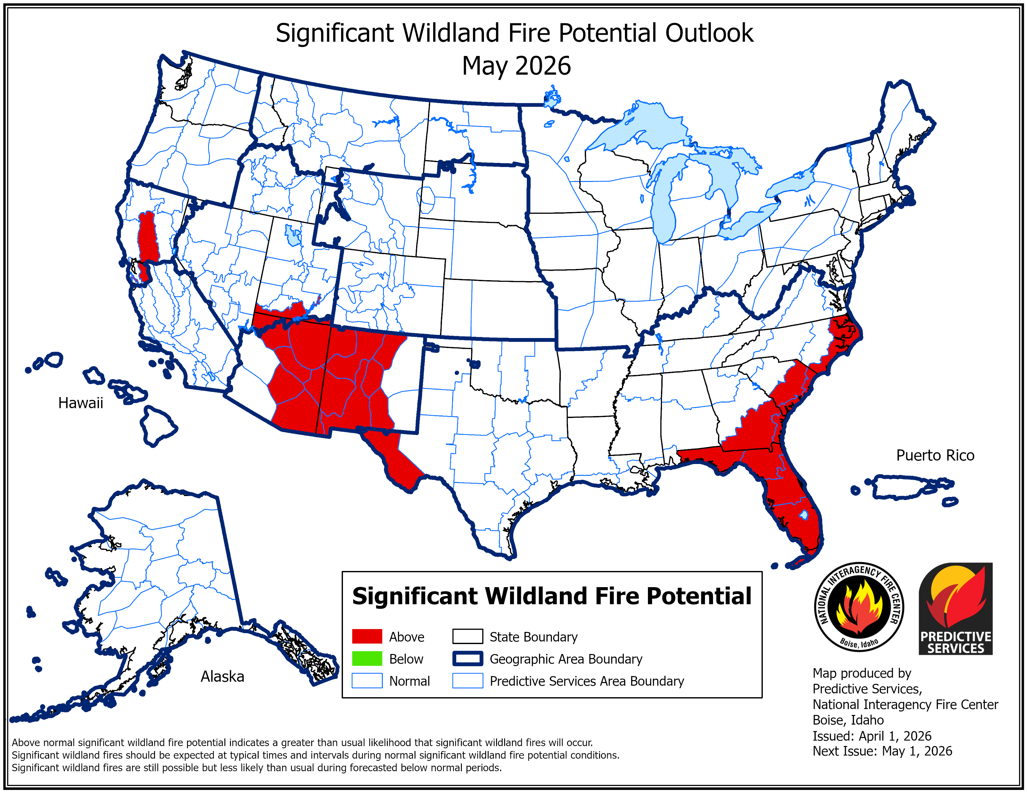 May 2026 Outlook map (Issued April 2026)