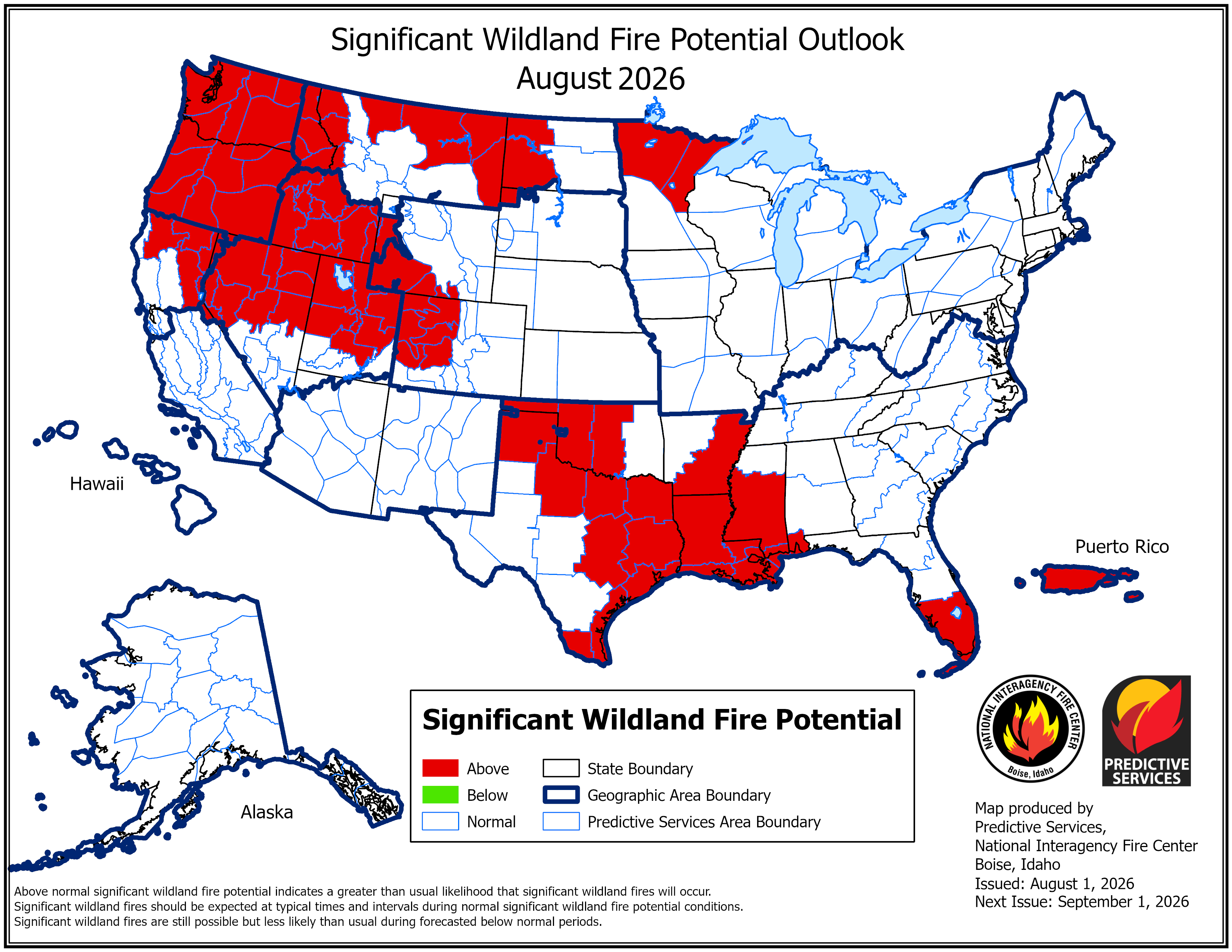U.S. fire potential outlook for August