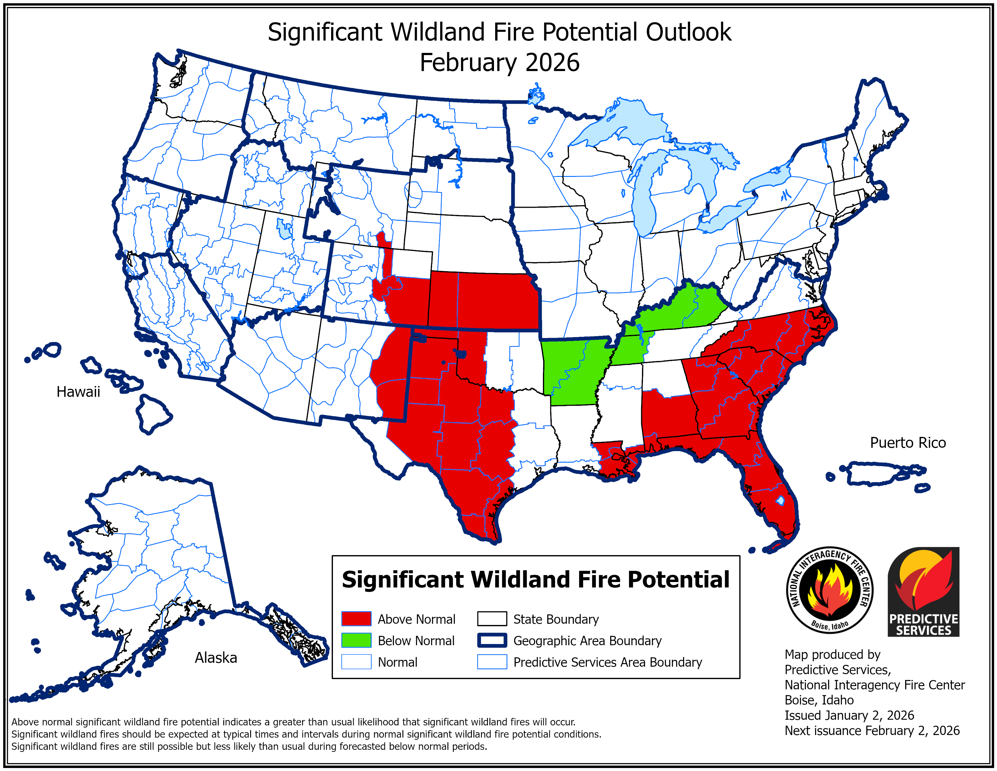 Significant fire Potential Outlook for February