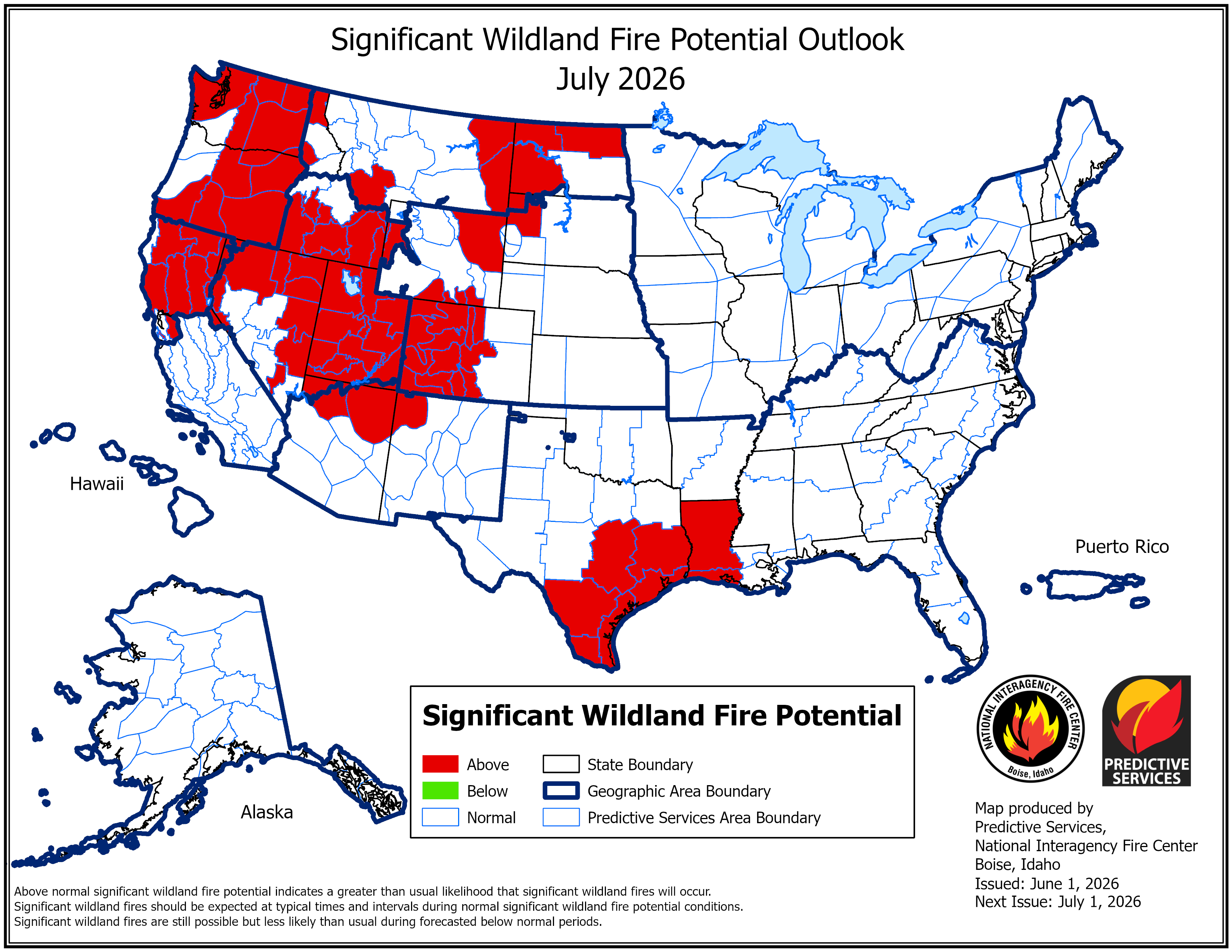 July 2026 Outlook Map (Issued June 2026)