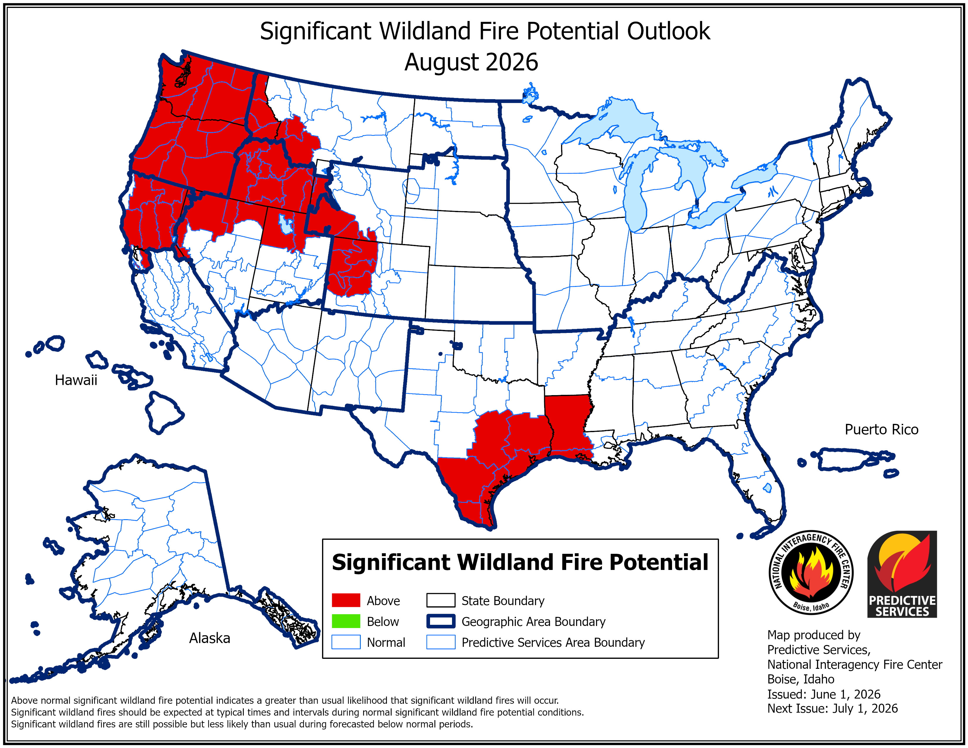 August 2026 Outlook Map (Issued June 2026)