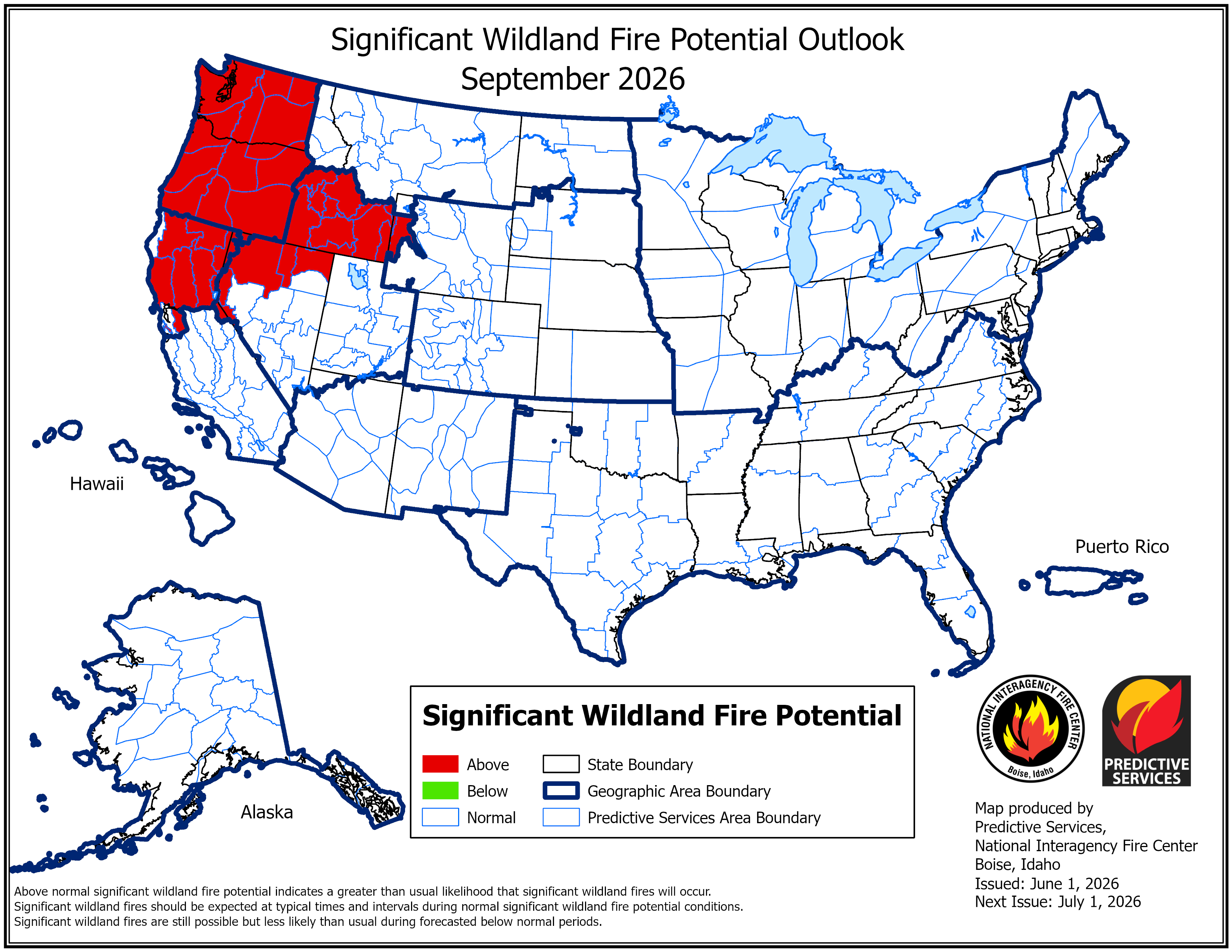 September 2026 Outlook Map (Issued June 2026)