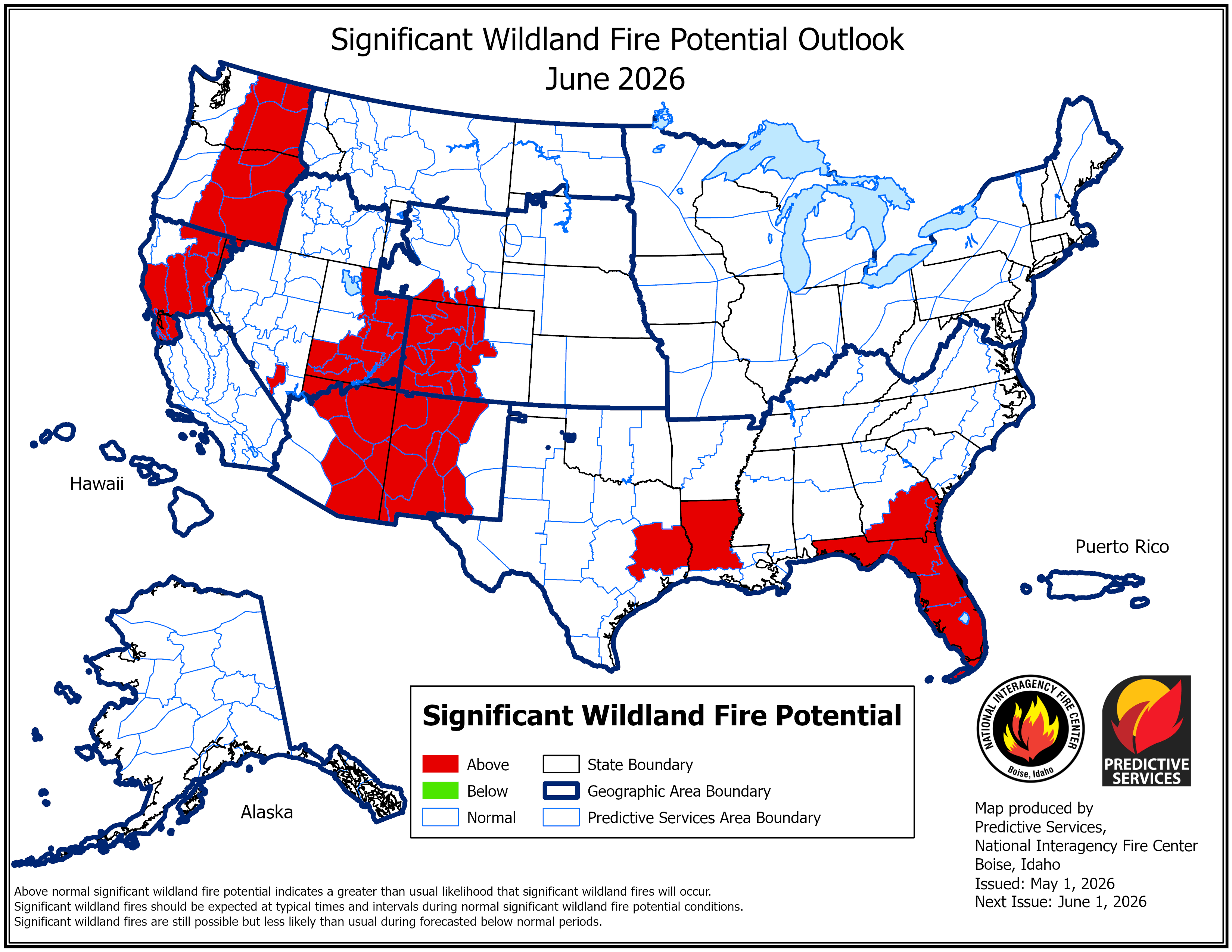 US Significant Fire Potential Outlook for June