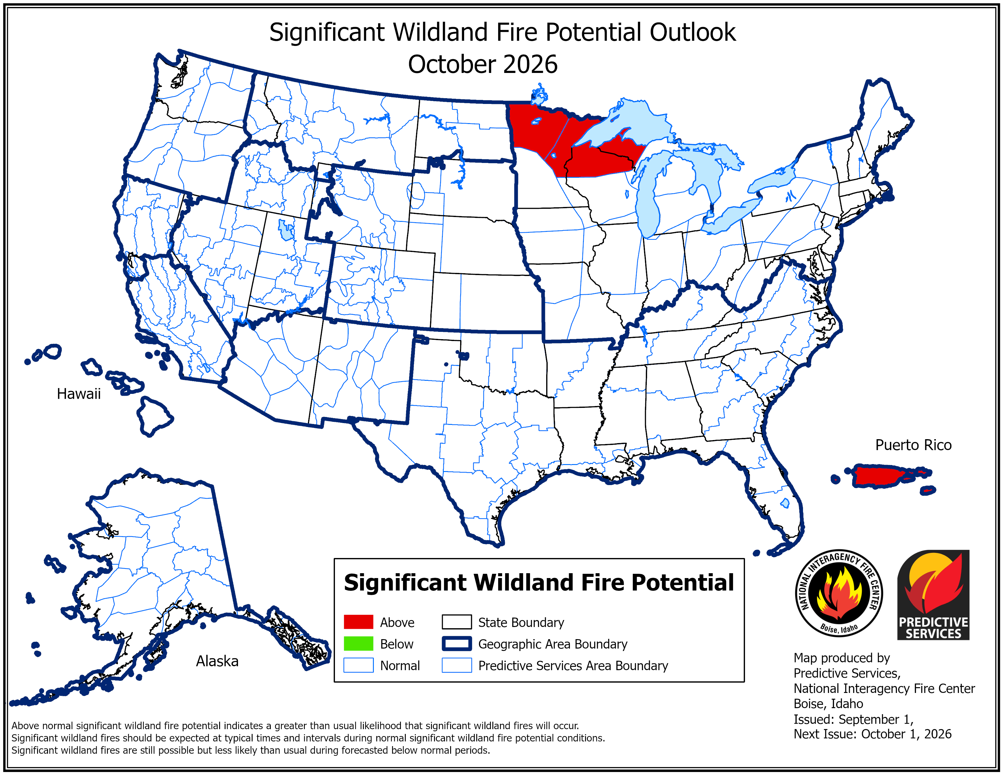 October 2026 Significant Fire Potential Outlook Map