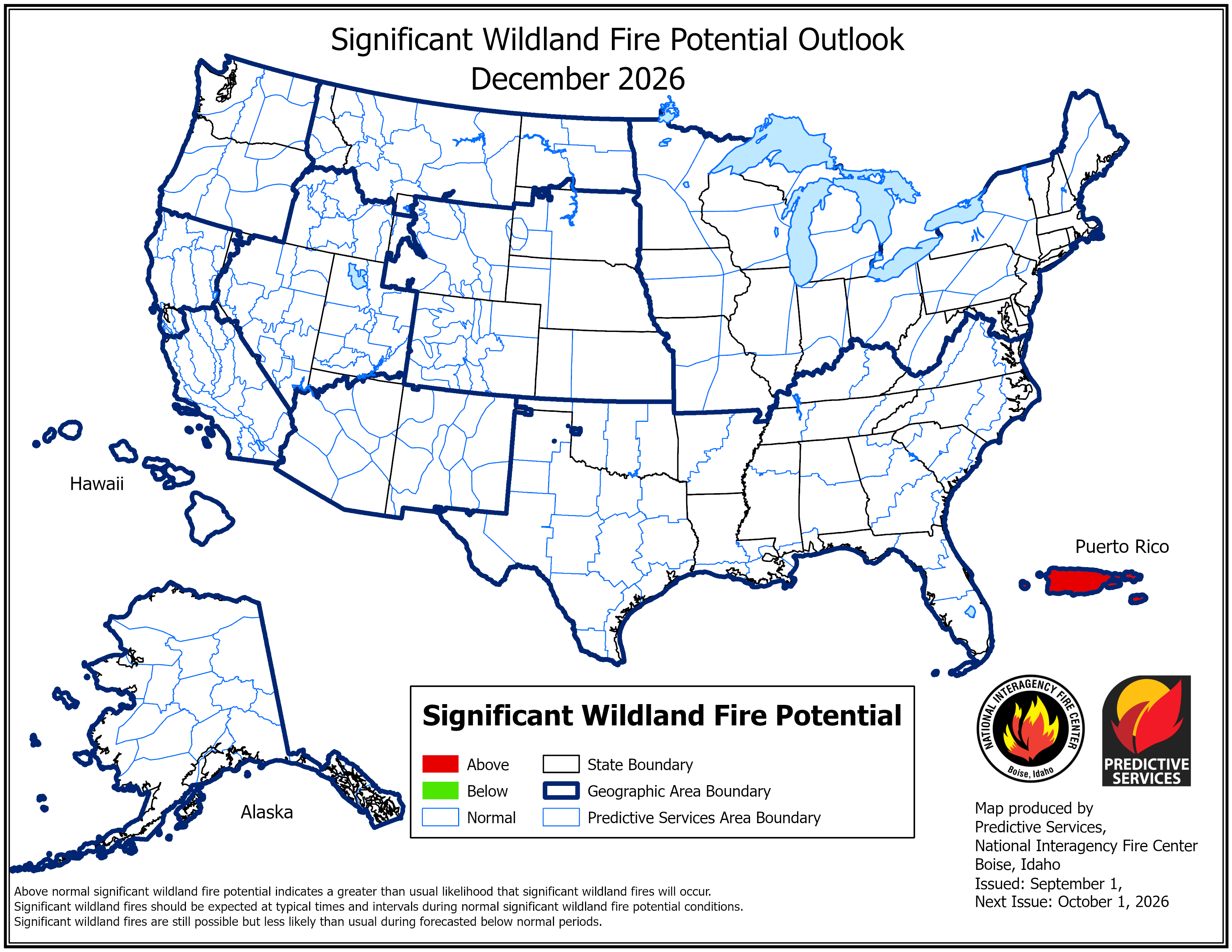 December 2026 Significant Fire Potential Outlook Map