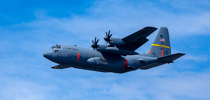 A view of MAFFS in flight from Wyoming ANG. Courtesy NIFC 