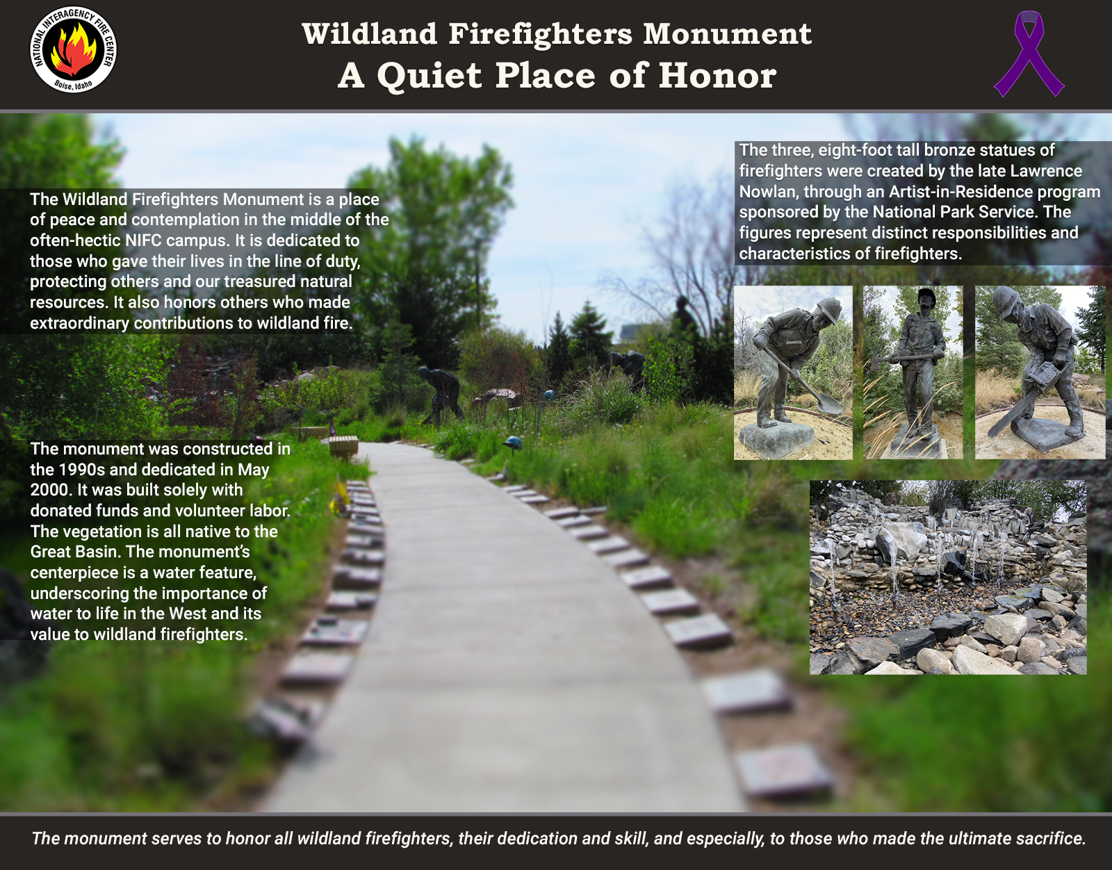 Interpretive Sign titled "Wildland Firefighters Monument: A Quiet Place of Honor"