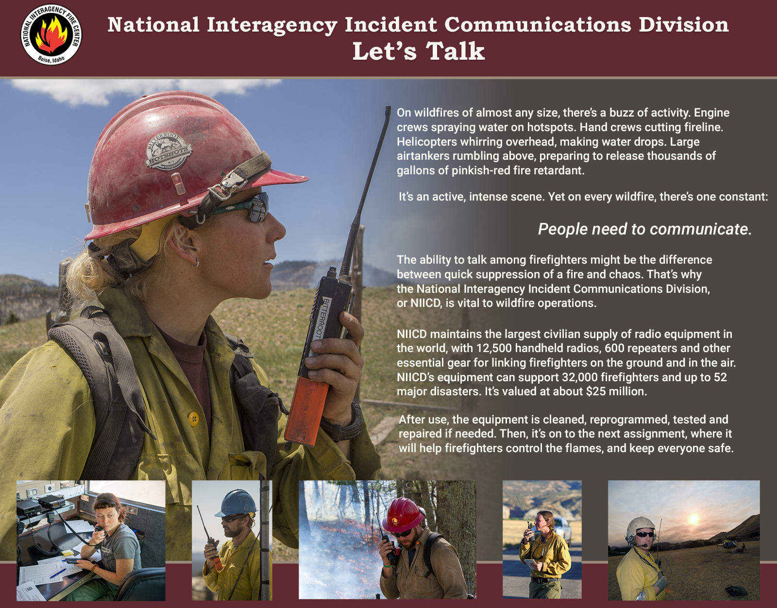 Interpretive Sign titled "National Interagency Incident Communications Division: Let's Talk"