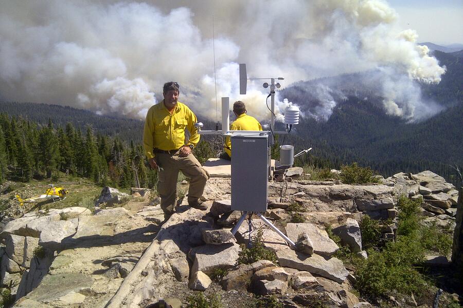 Incident Remote Automatic Weather Stations provide on-site and up-to-date weather data for a large fire.