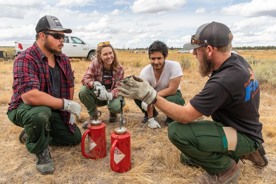 Wildland firefighters participate in training.