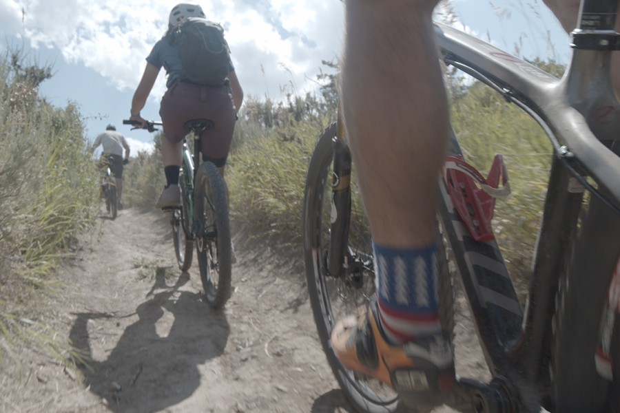 Mountain biking for fitness. Mountain biking is part of a BLM wildland firefighter's fitness routine.  Photo by Matt Irving, BLM contractor.