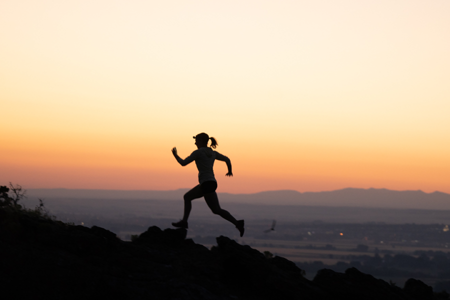Trail running at sunrise. BLM wildland firefighters are physically fit. Photo by Matt Irving, BLM contractor.